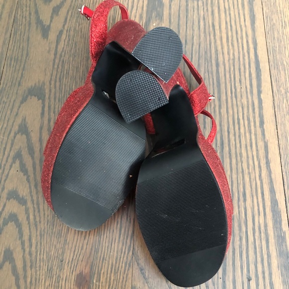 Sparkly Red Platform Sandal Heels, Size 7 - Picture 4 of 4